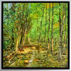 Road Less Taken - contemporain, réalisme, arbre, paysage, huile sur panneau