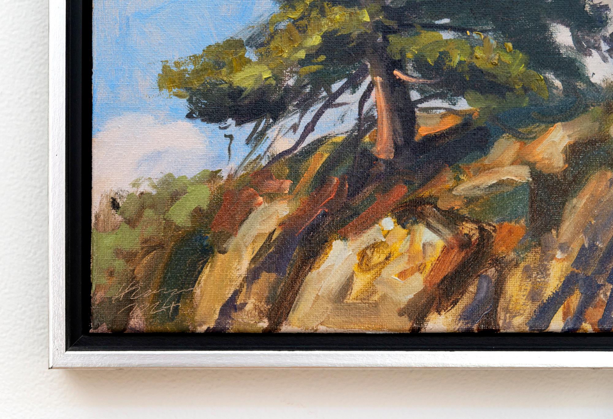 Rooted in Stone 1 - zeitgenössisch, Realismus, Baum, Landschaft, Öl auf Leinwand im Angebot 2