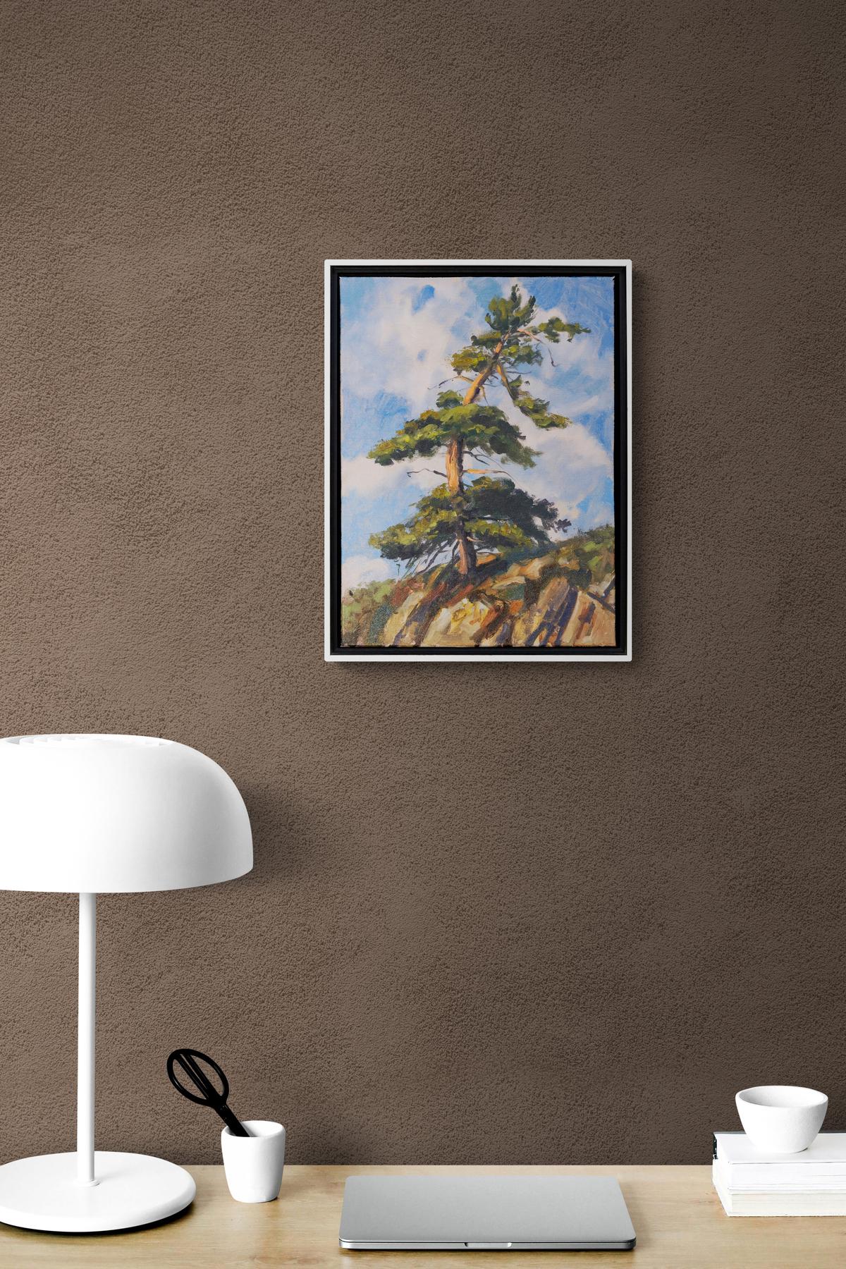 Rooted in Stone 1 - zeitgenössisch, Realismus, Baum, Landschaft, Öl auf Leinwand im Angebot 6
