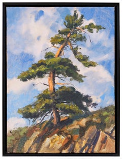 Roots in Stone 1 - contemporain, réalisme, arbre, paysage, huile sur toile