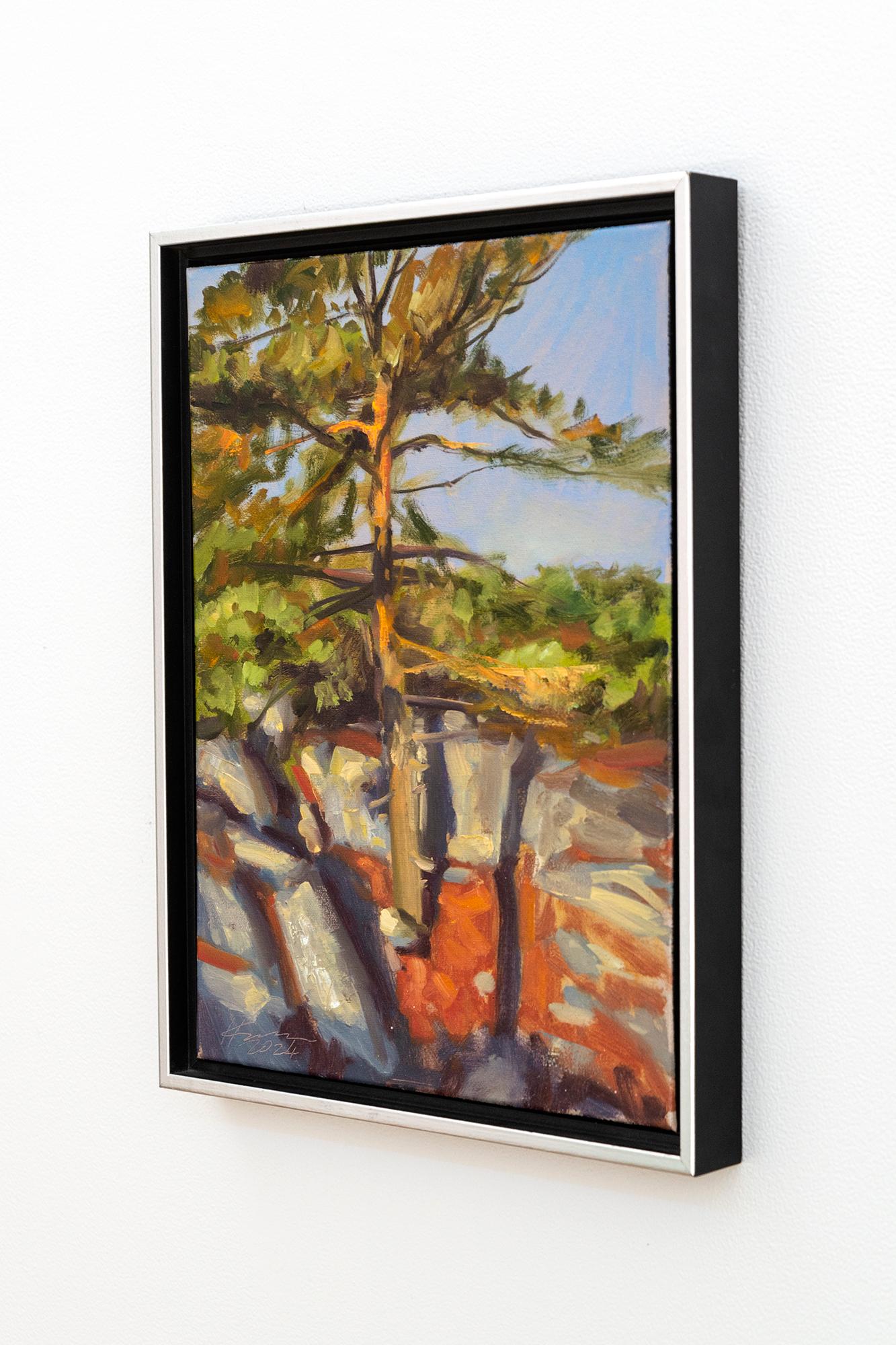 Roots in Stone 2 - contemporain, réalisme, arbre, paysage, huile sur toile - Painting de Ciba Karisik