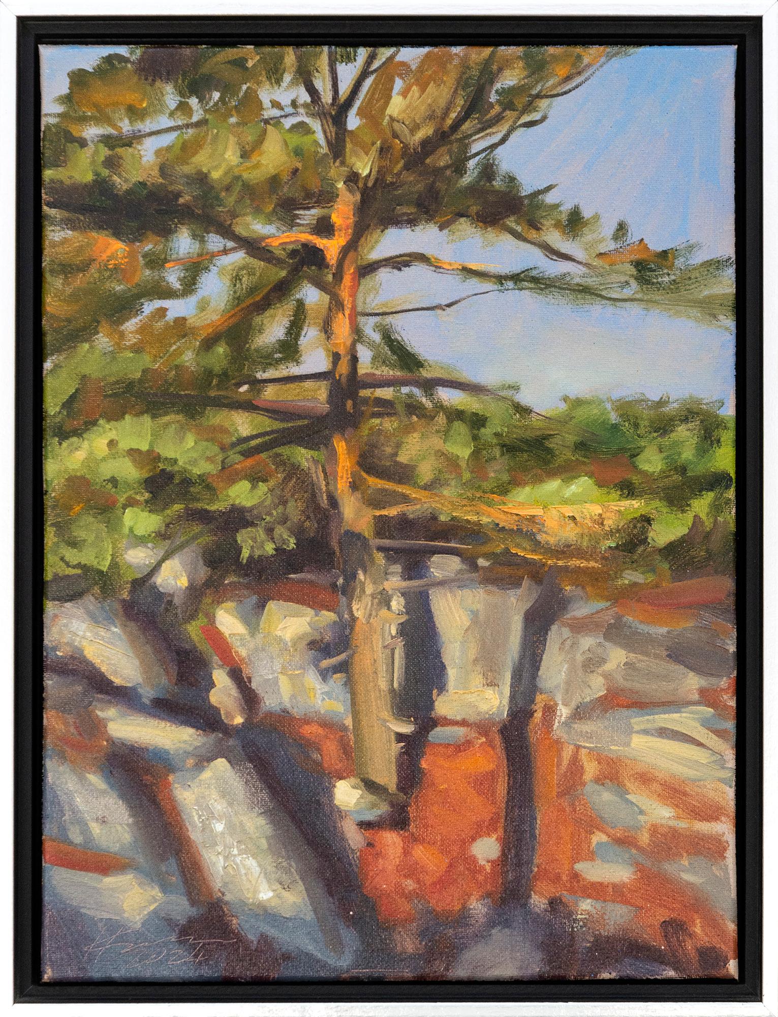 Landscape Painting Ciba Karisik - Roots in Stone 2 - contemporain, réalisme, arbre, paysage, huile sur toile
