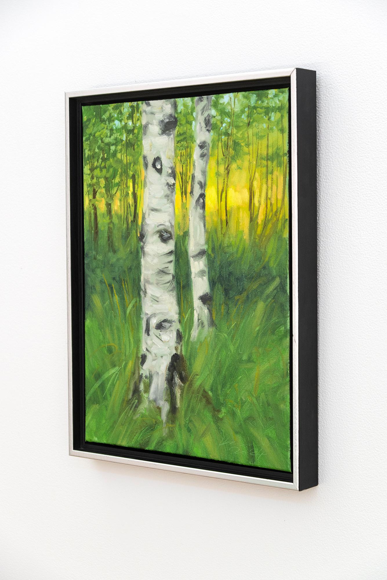 Sentinelles - contemporain, réalisme, arbre, paysage, huile sur toile - Painting de Ciba Karisik