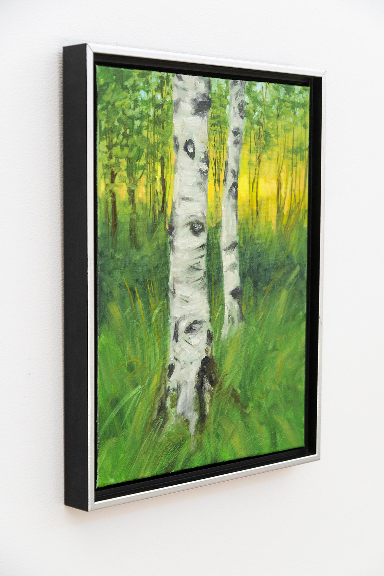 Sentinelles - contemporain, réalisme, arbre, paysage, huile sur toile - Réalisme Painting par Ciba Karisik