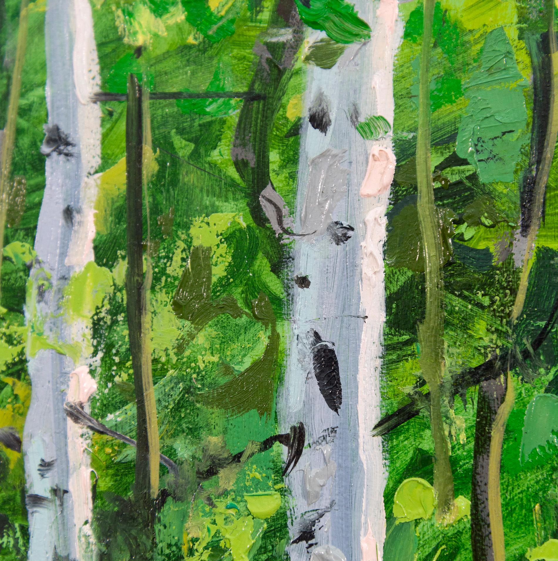Standing Tall - contemporáneo, realismo, árbol, paisaje, óleo sobre tabla en venta 1