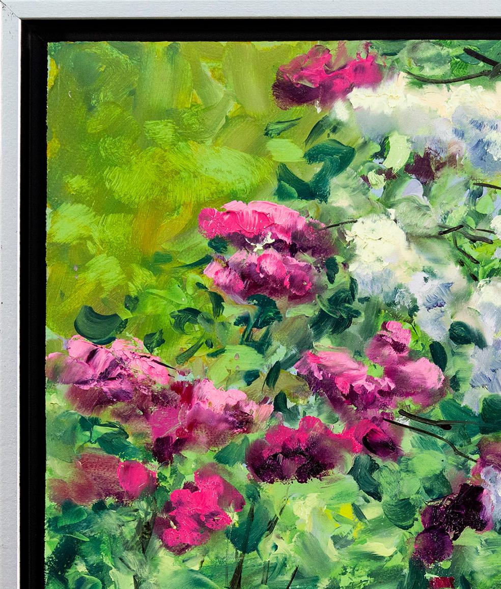 Salvaje y Libre - contemporáneo, realismo, floral, paisaje, óleo sobre tabla en venta 2