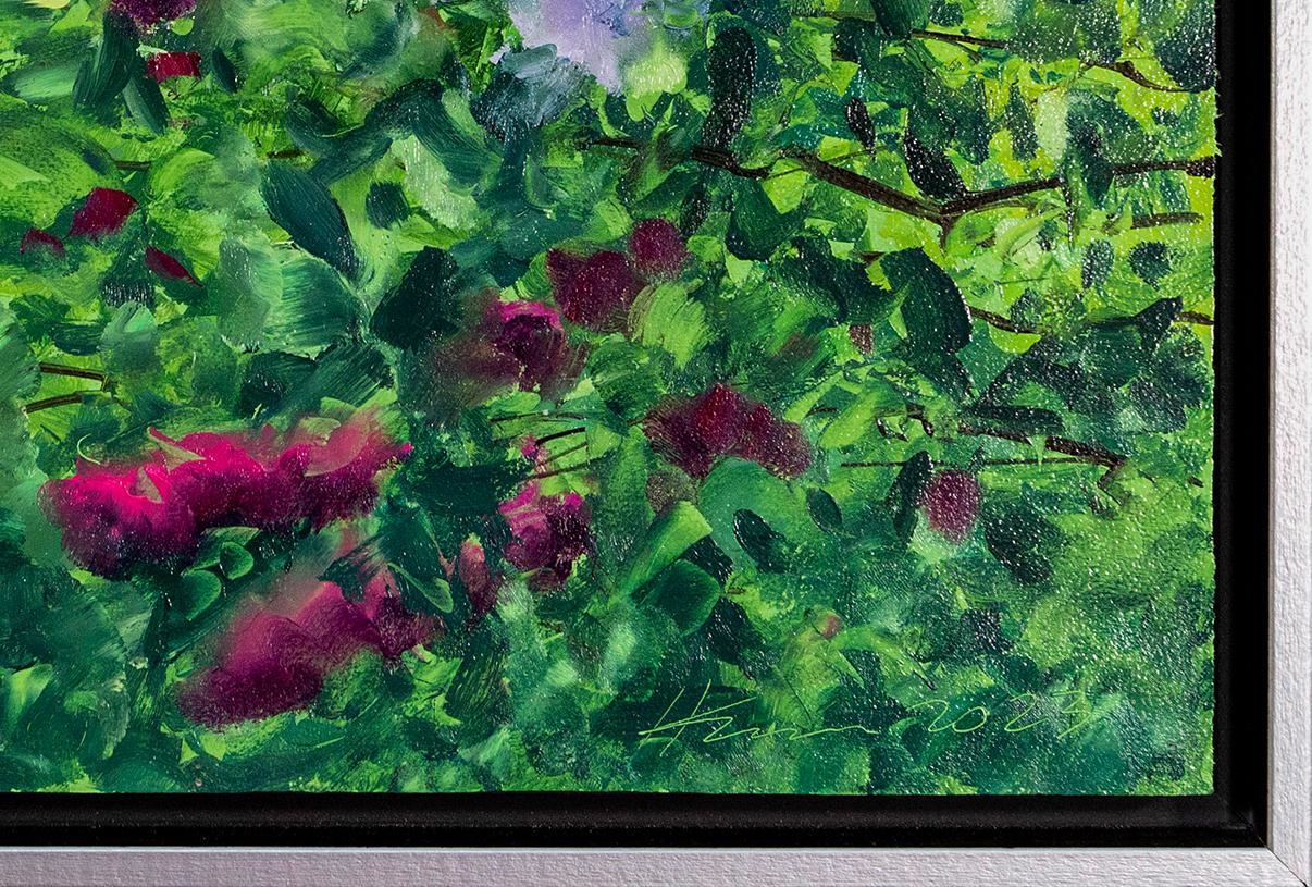 Salvaje y Libre - contemporáneo, realismo, floral, paisaje, óleo sobre tabla en venta 3