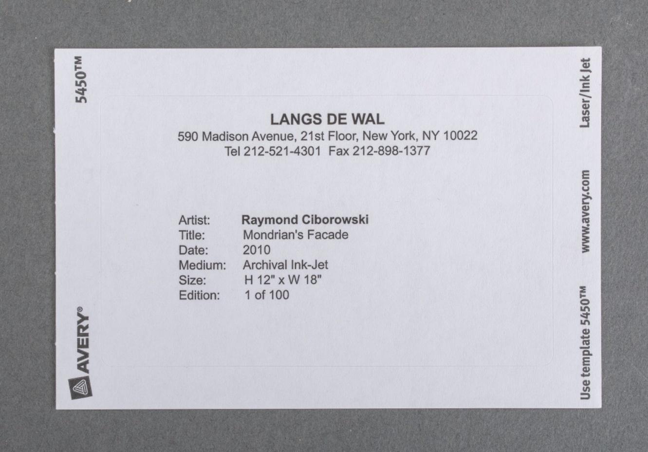 Impression numérique « Mondrian's Facade » de Ciborowski, 2014 en vente 3