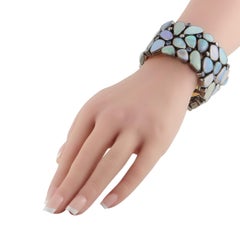 Cicada Bracelet en or blanc 18 carats 2,76 ct de diamant, opale et saphir CI10-012926