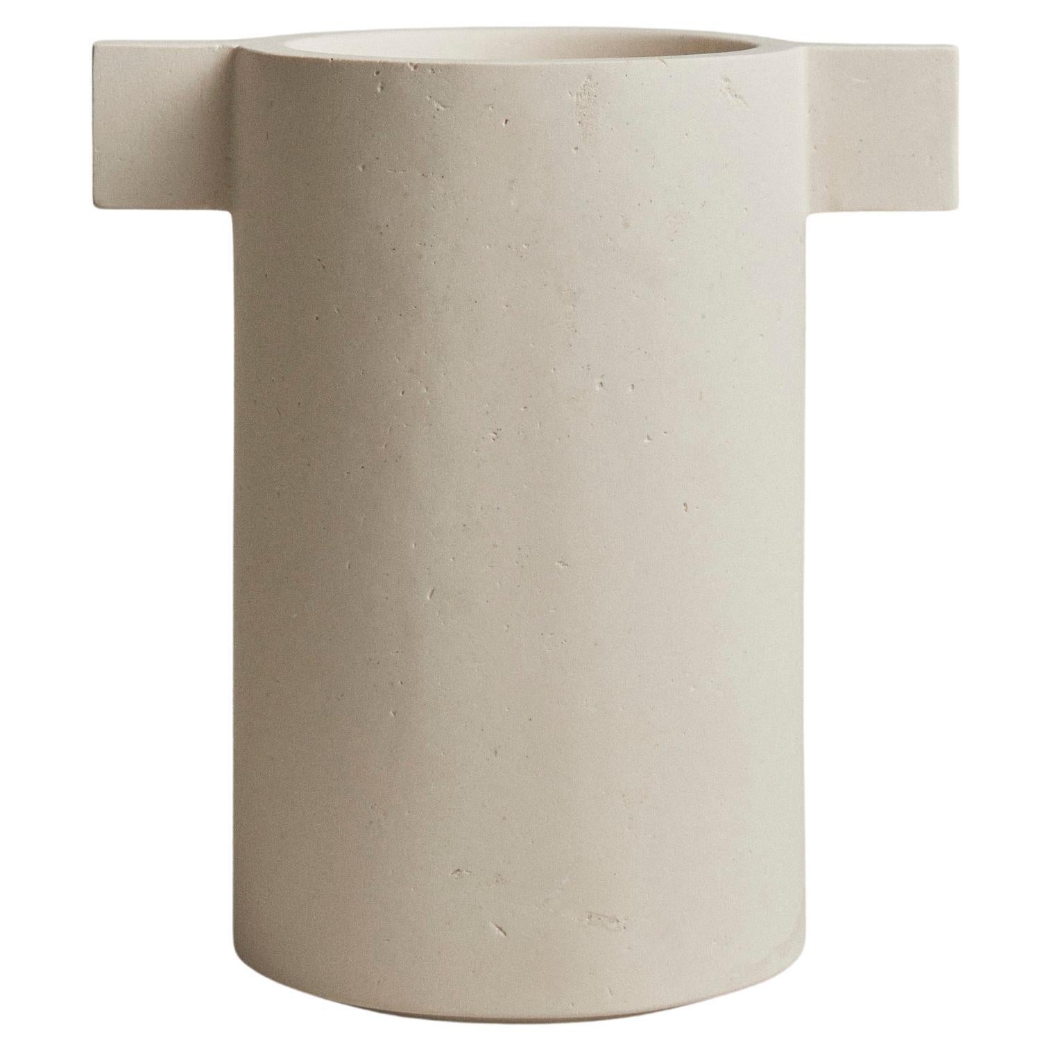 Cicco vase or vessel in solid Turkish limestone by EIMI For Sale
