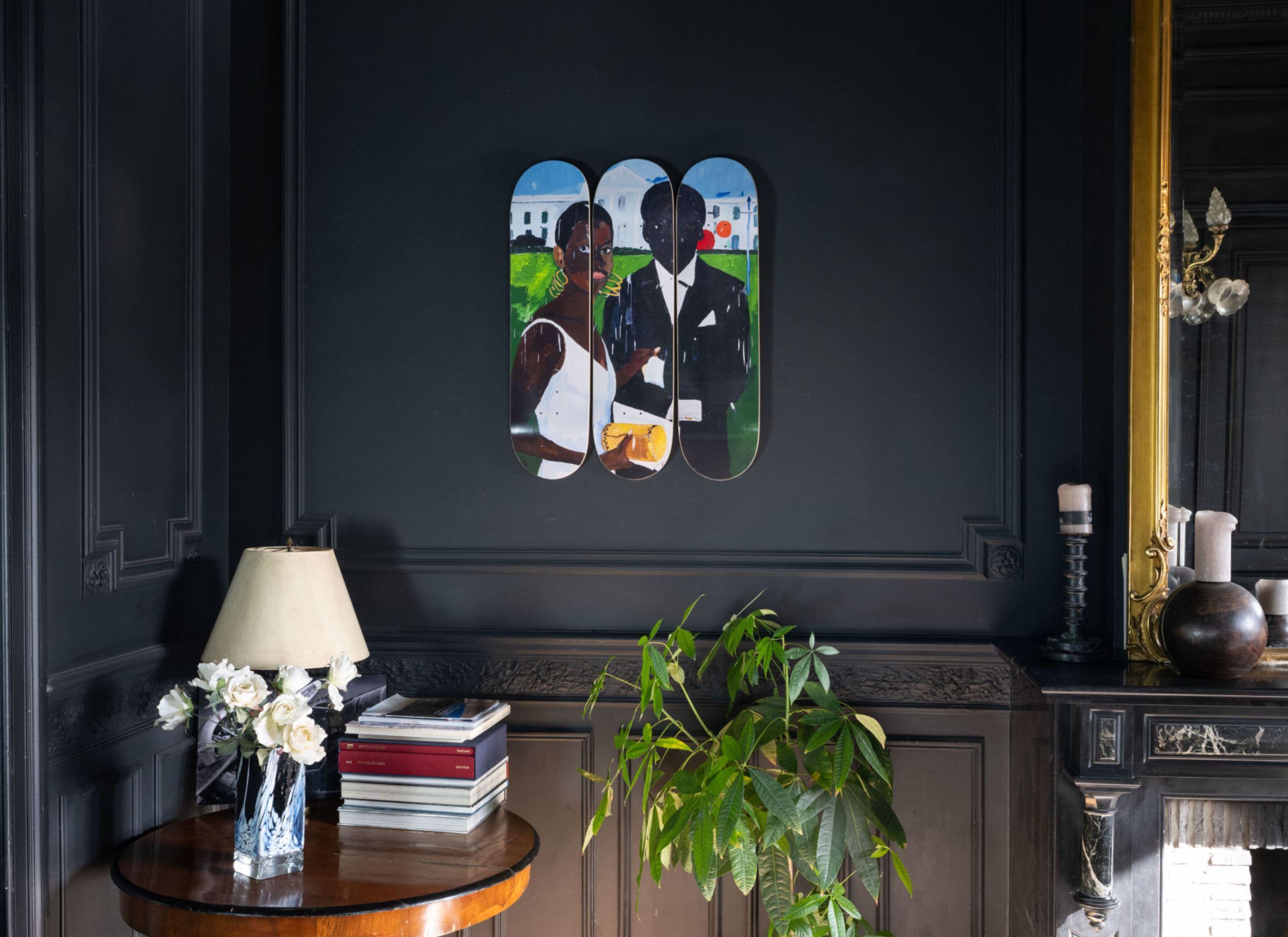 Available in a limited edition of 100, Cicely and Miles Visit the Obamas, captures a scene where Miles Davis and Cicely Tyson, stand in front of the White House. Describing the original work from 2017, Zadie Smith says ‘In this portrait, the Obamas
