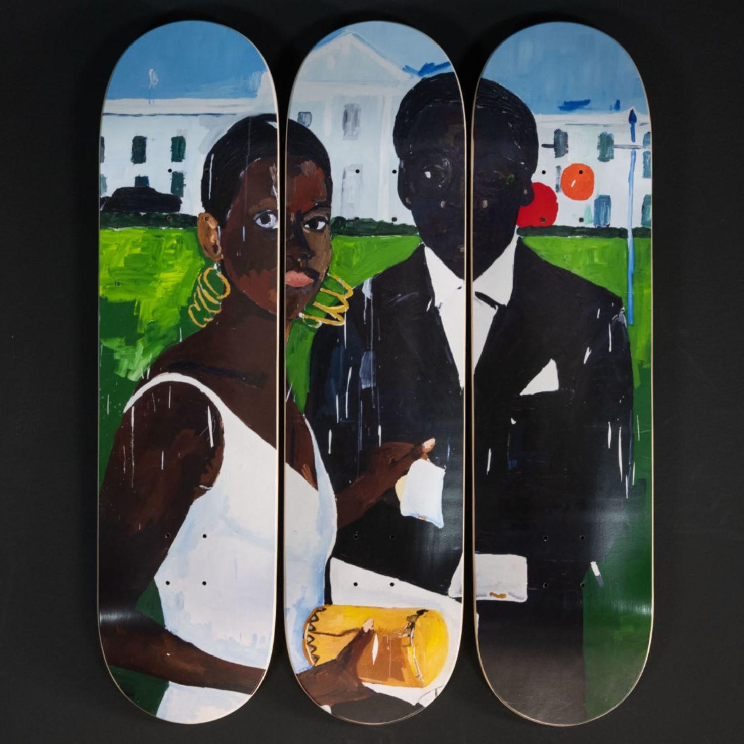 Cicely and Miles Visit The Obamas Skateboard Decks by Henry Taylor In New Condition For Sale In Jersey City, NJ