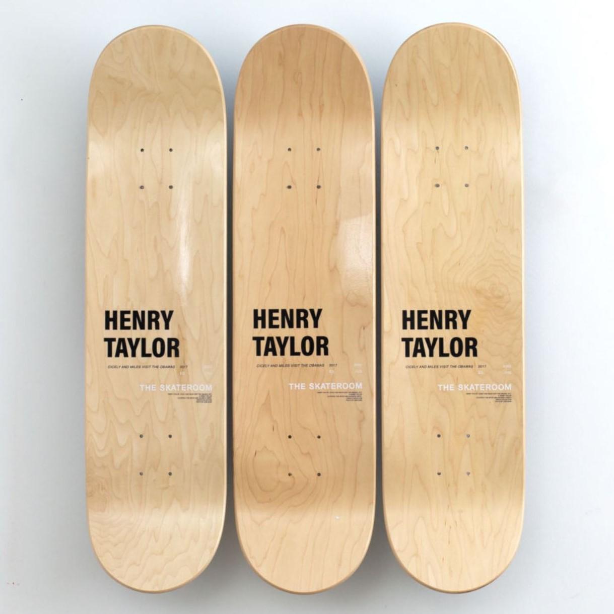 Contemporary Cicely and Miles Visit The Obamas Skateboard Decks by Henry Taylor For Sale
