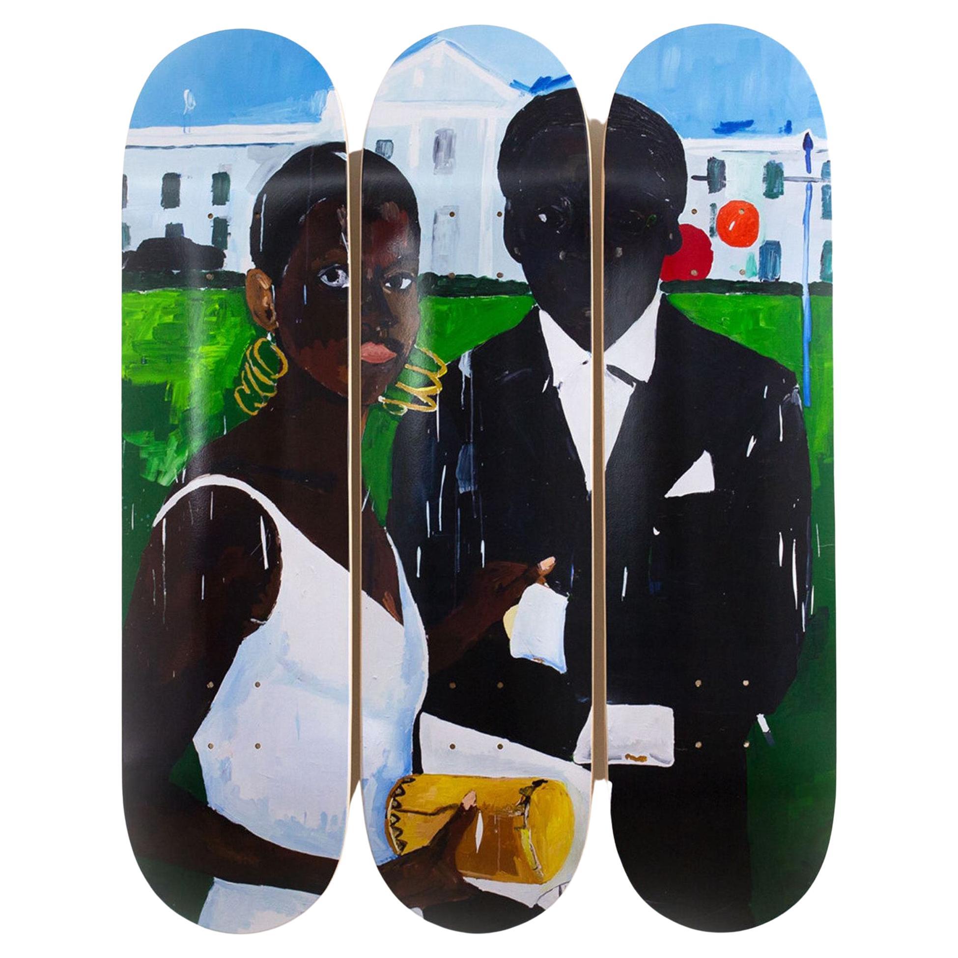 Cicely and Miles Visit The Obamas Skateboard Decks by Henry Taylor