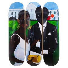 Vintage Cicely and Miles Visit The Obamas Skateboard Decks by Henry Taylor