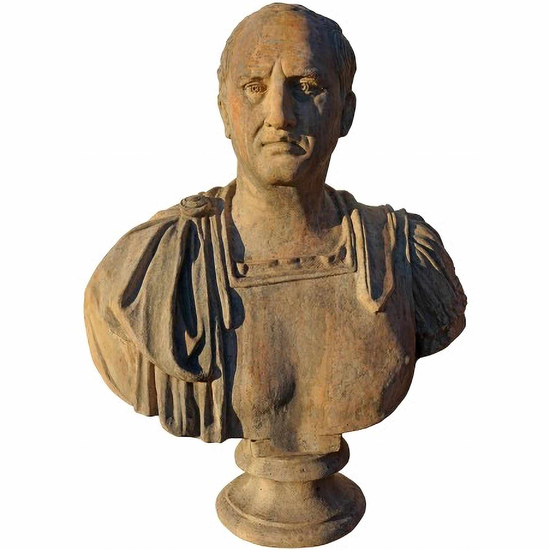 Hand-Crafted CICERONE, MARCO TULLIO TOSCANA TERRACOTTA BUST late 20th Century For Sale