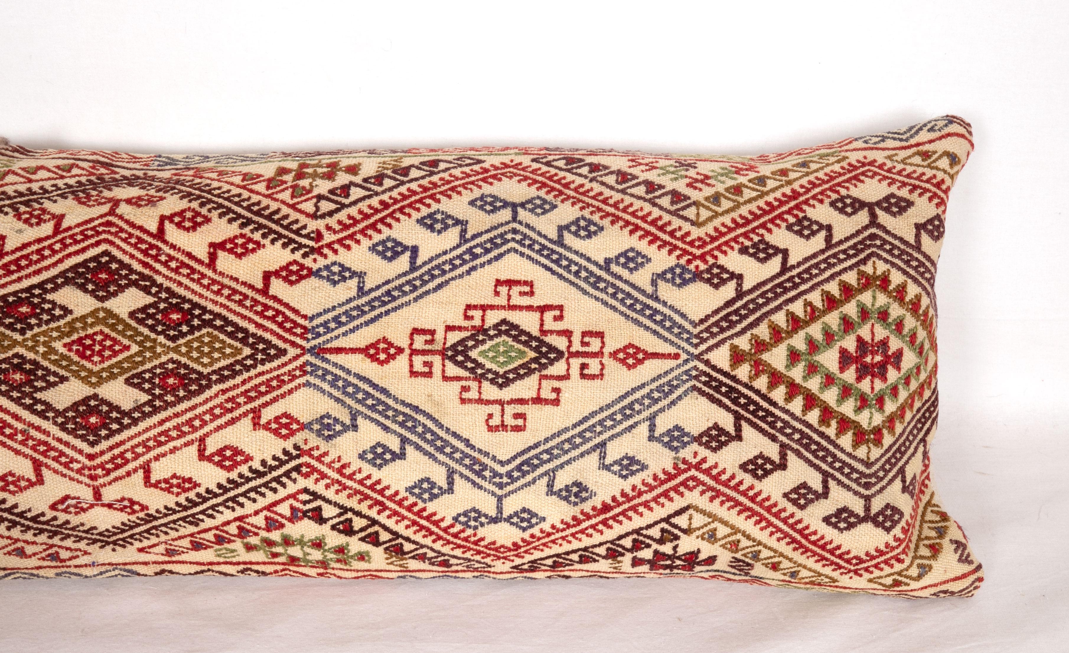 Hand-Woven Cicim Body Pillow Fashioned from an Anatolian Cicim Kilim, 1930s