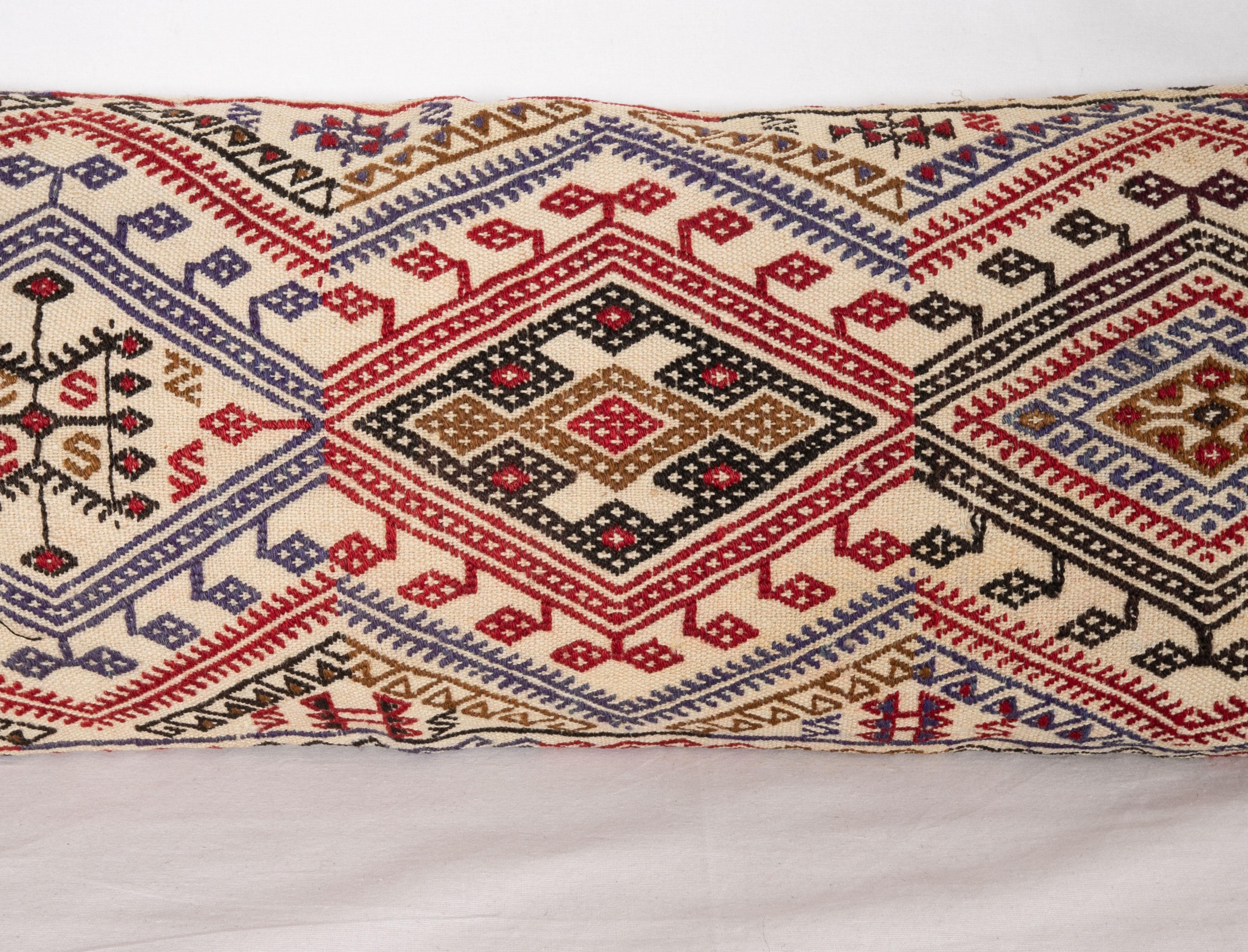 Hand-Woven Cicim Kilim Pillow Fashioned from an Anatolian Cicim Kilim, 1930s