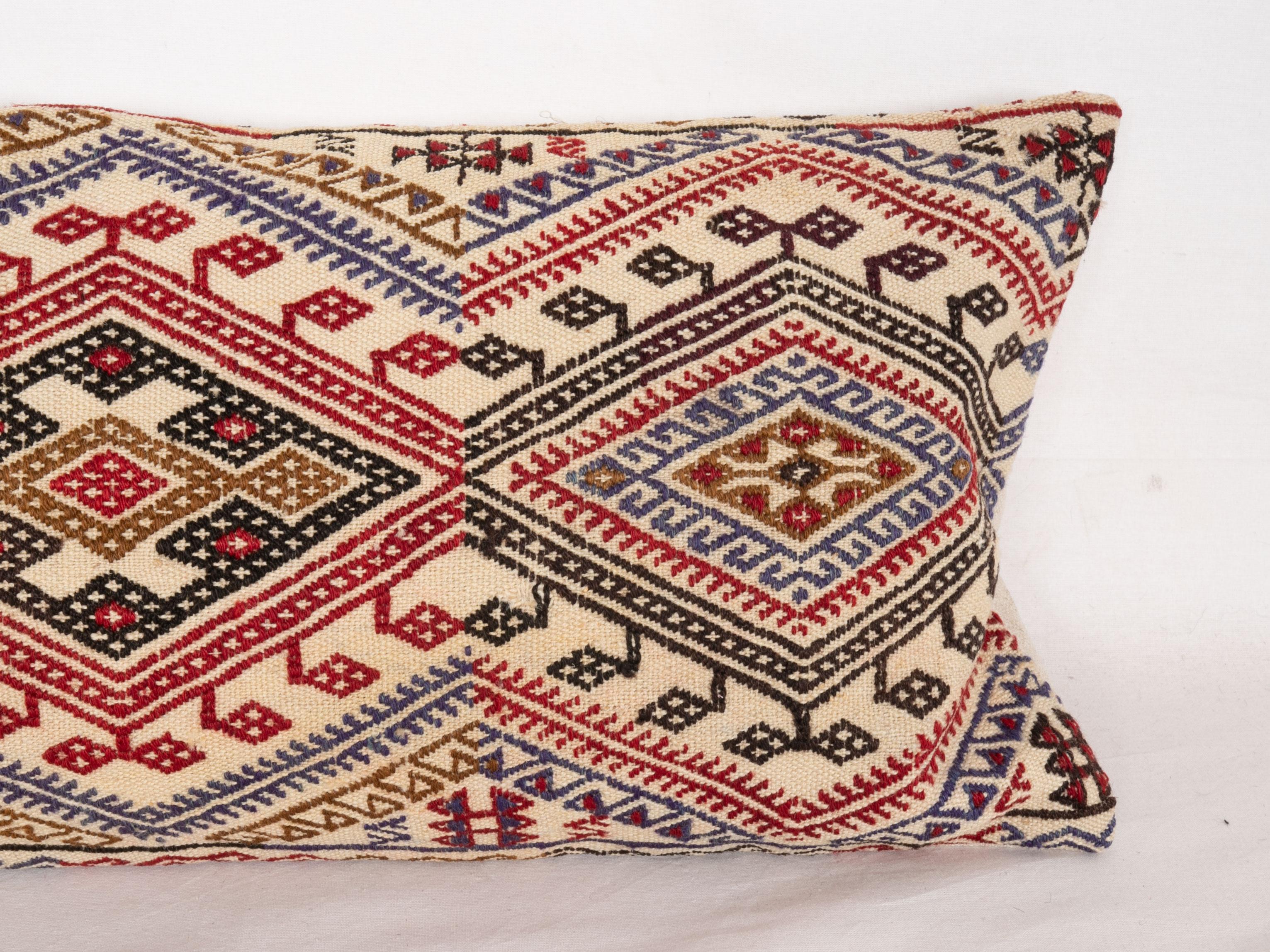Cicim Kilim Pillow Fashioned from an Anatolian Cicim Kilim, 1930s In Good Condition In Istanbul, TR