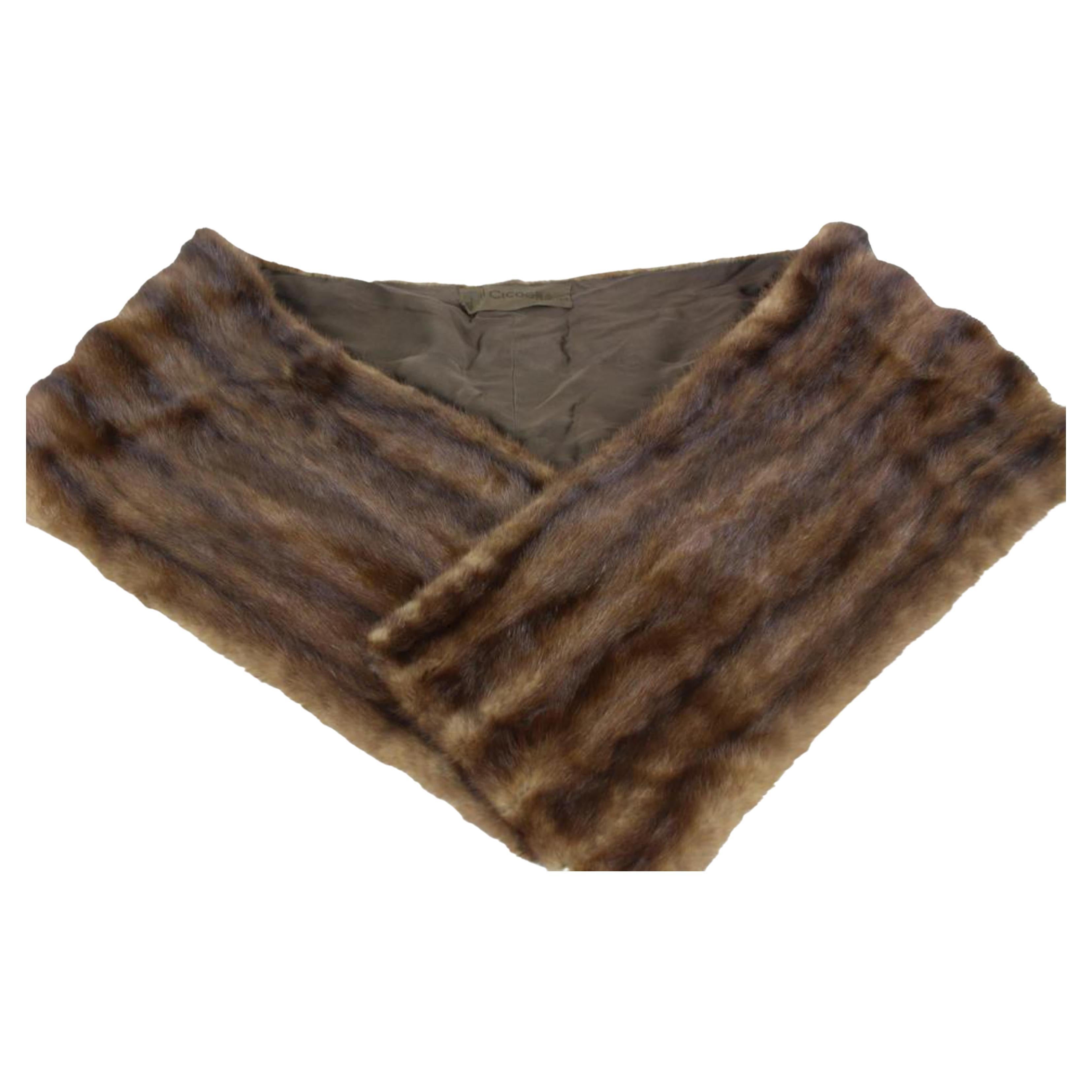 Cicogna Roma Cicogna Roma Brown Mink Fur Stole Wrap Scarf 12ci412s
