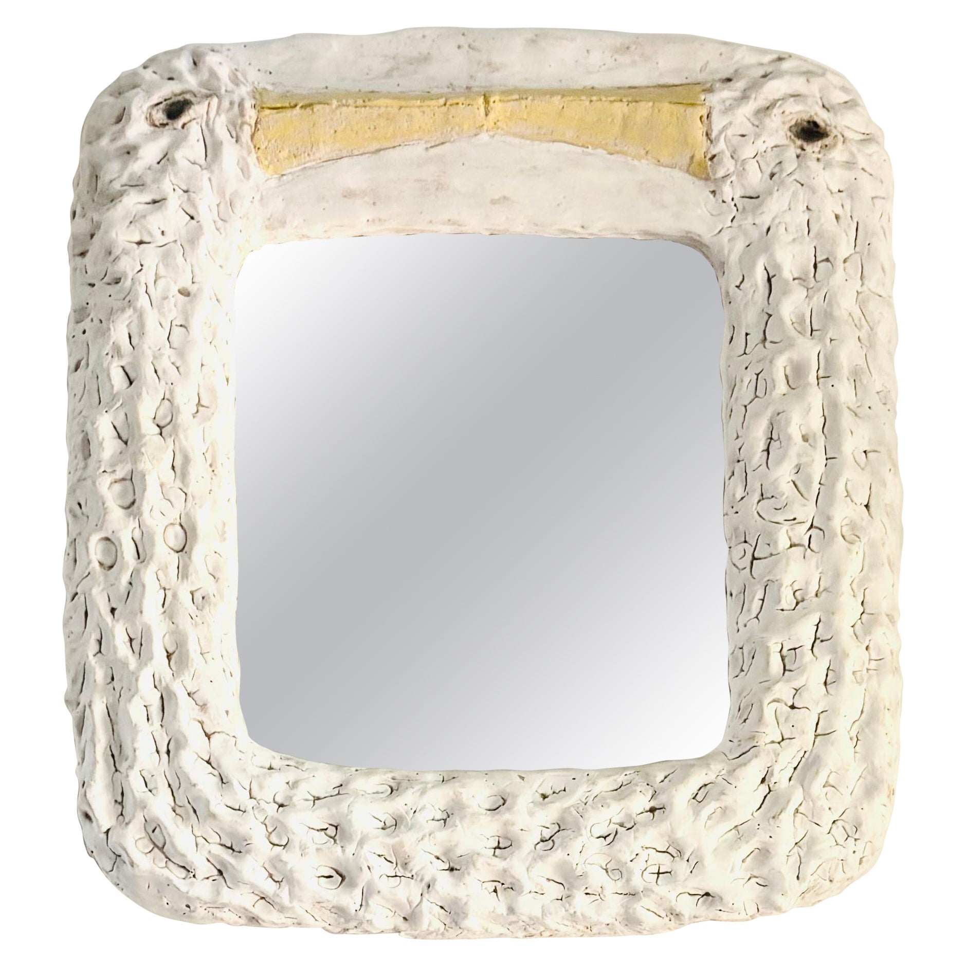 Cicogne French Contemporary Ceramic Mirror by Renzo Maar