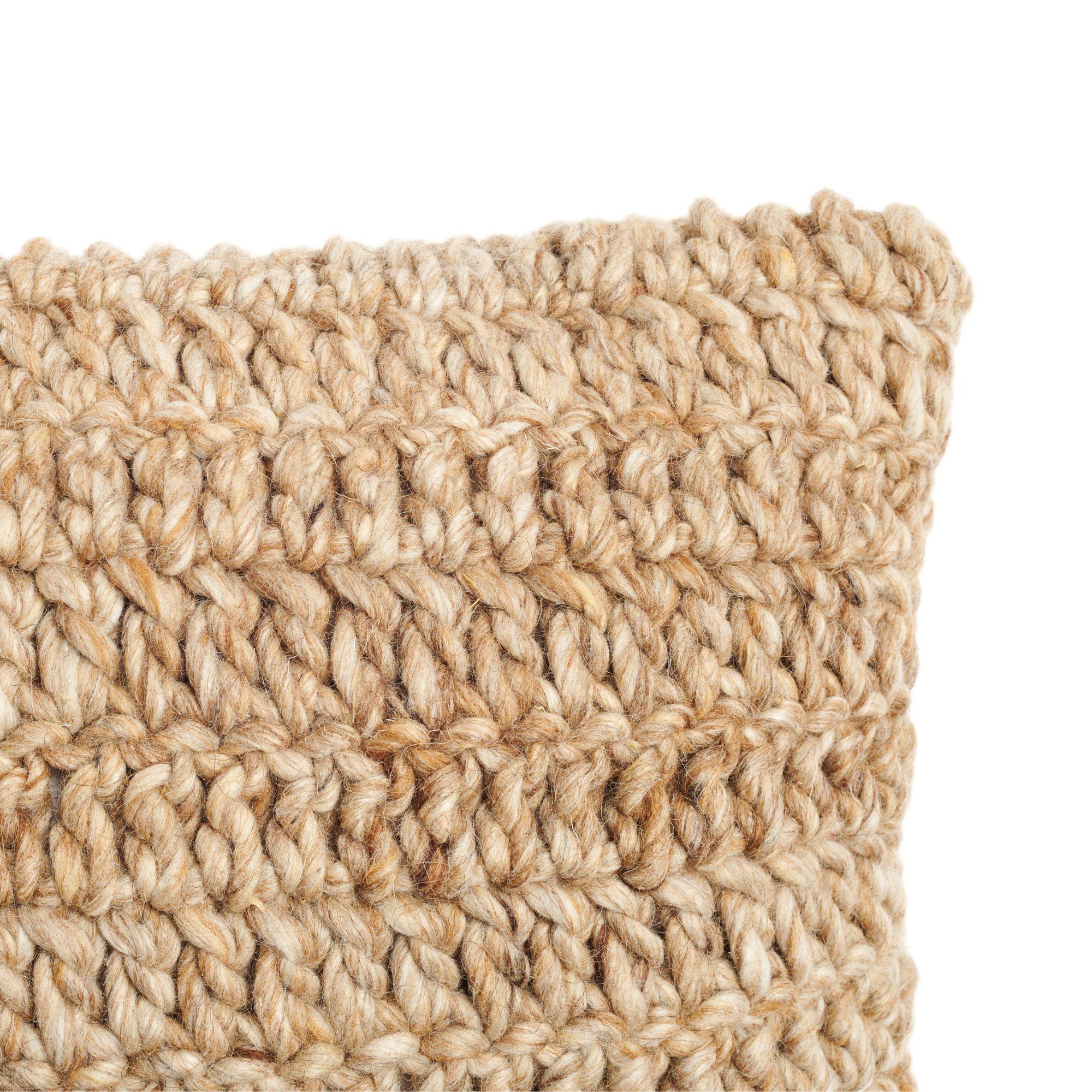 Natural Fiber Cider Brown Large Soft Textured Lumber Pillow In Pleasing Warm Neutral Hues For Sale