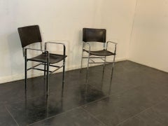 Cidue Armchairs in Steel and Leather from Cidue, Set of 2