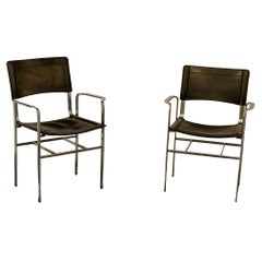 Cidue Armchairs in Steel and Leather from Cidue, Set of 2