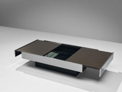 Tavolino Cidue con Dry Bar nascosto in acciaio inossidabile e vetro