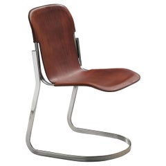 Cidue Dining Chair in Chrome and Cognac Leather