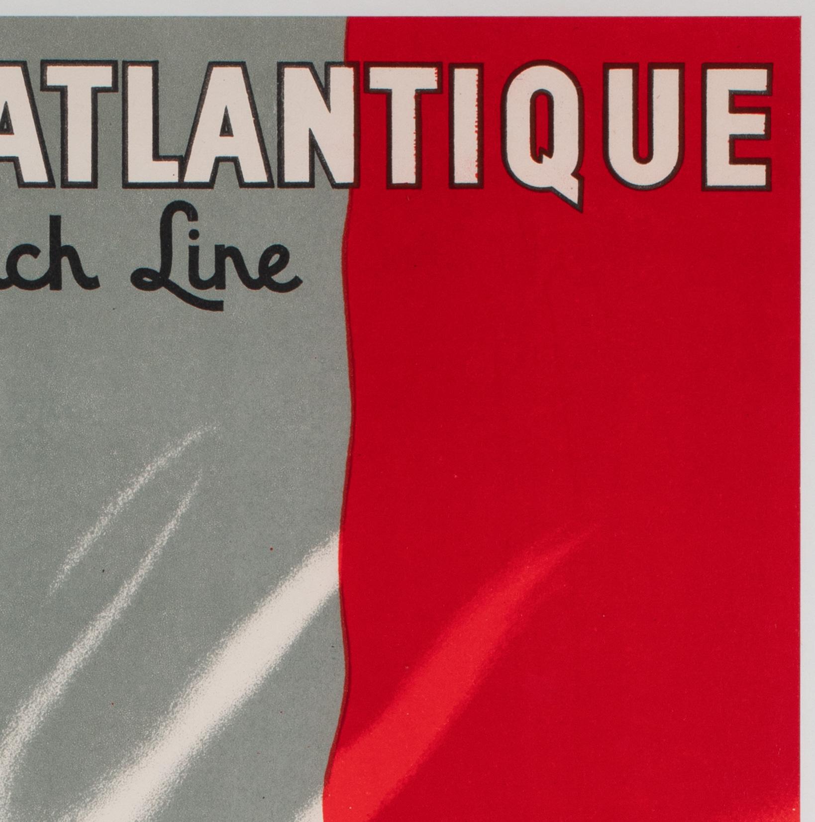 20th Century Cie Gle Transatlantique 1950s French Line Travel Poster, Paul Colin For Sale