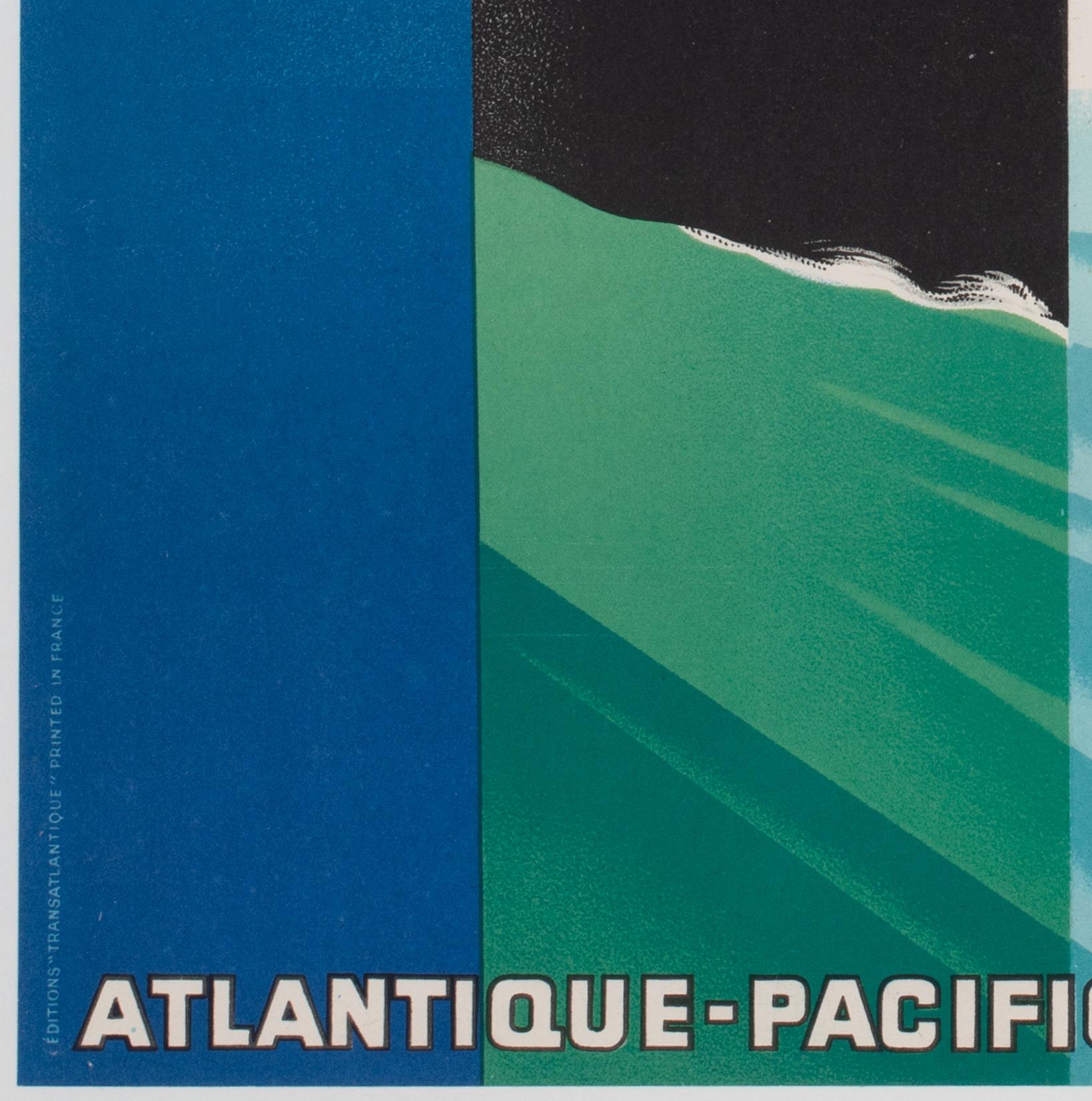 Cie Gle Transatlantique 1950s French Line Travel Poster, Paul Colin For Sale 2