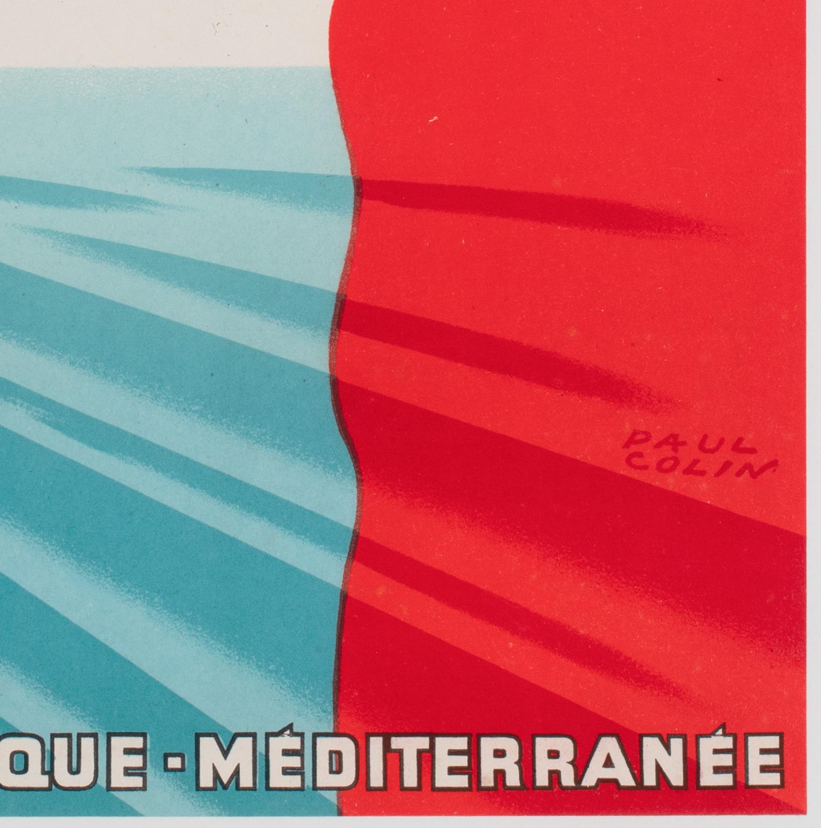 Cie Gle Transatlantique 1950s French Line Travel Poster, Paul Colin For Sale 3