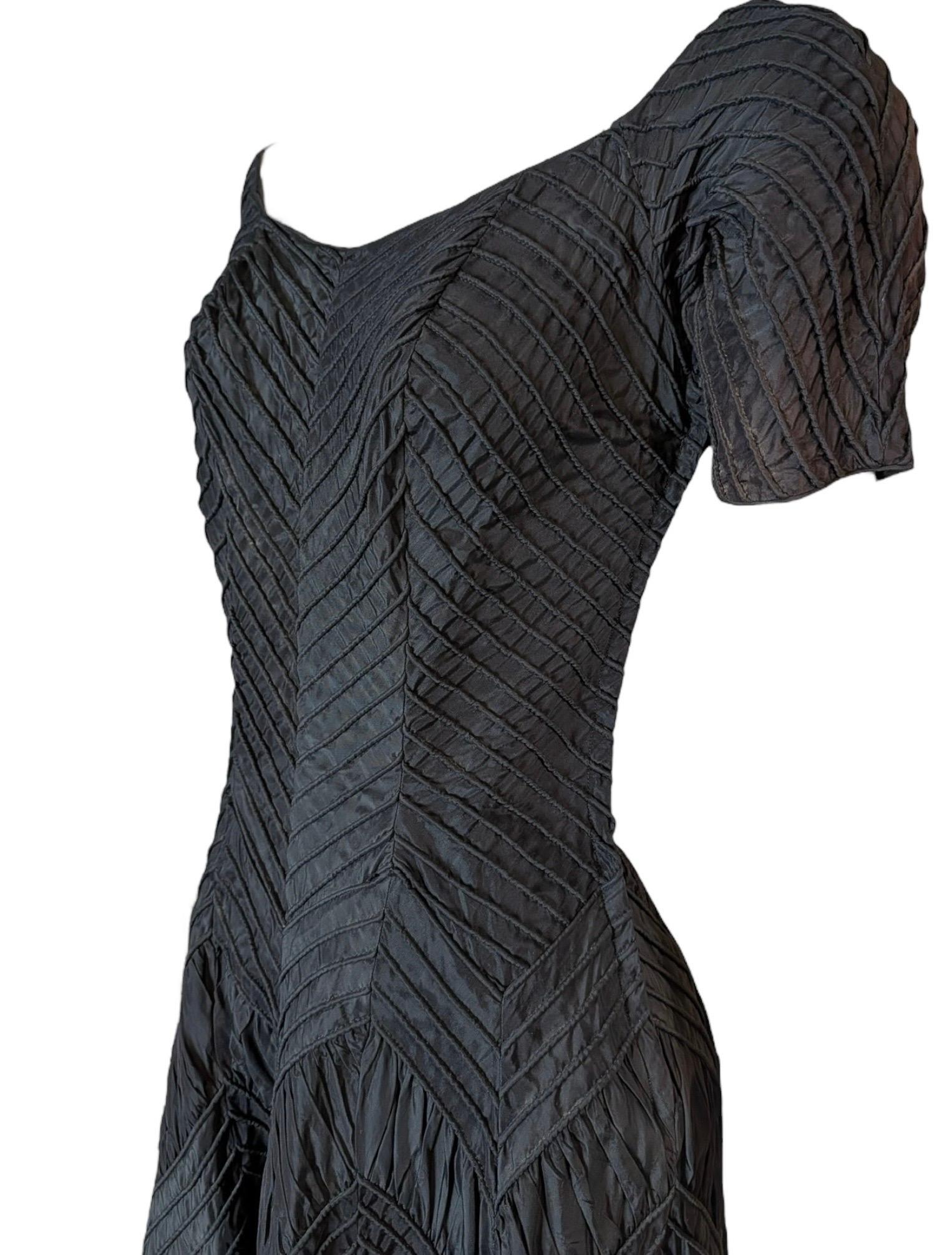 Ciel Chapman 1950s Chevron Corded Cocktail Dress en vente 1