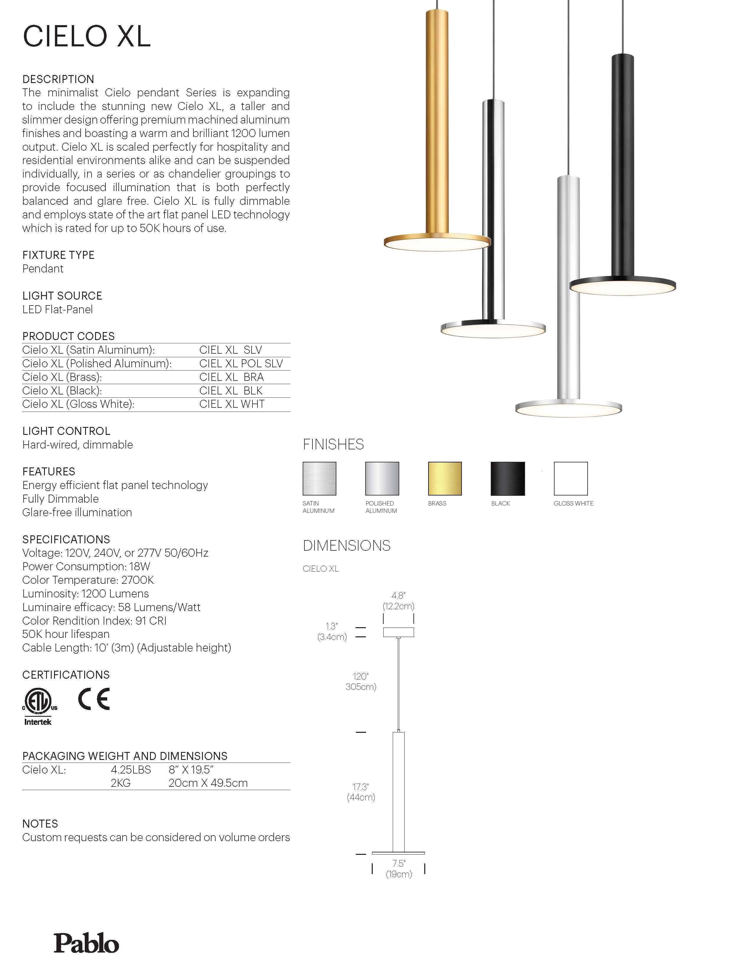 Contemporary Cielo Extra Large Pendant Light in Gloss White by Pablo Designs For Sale