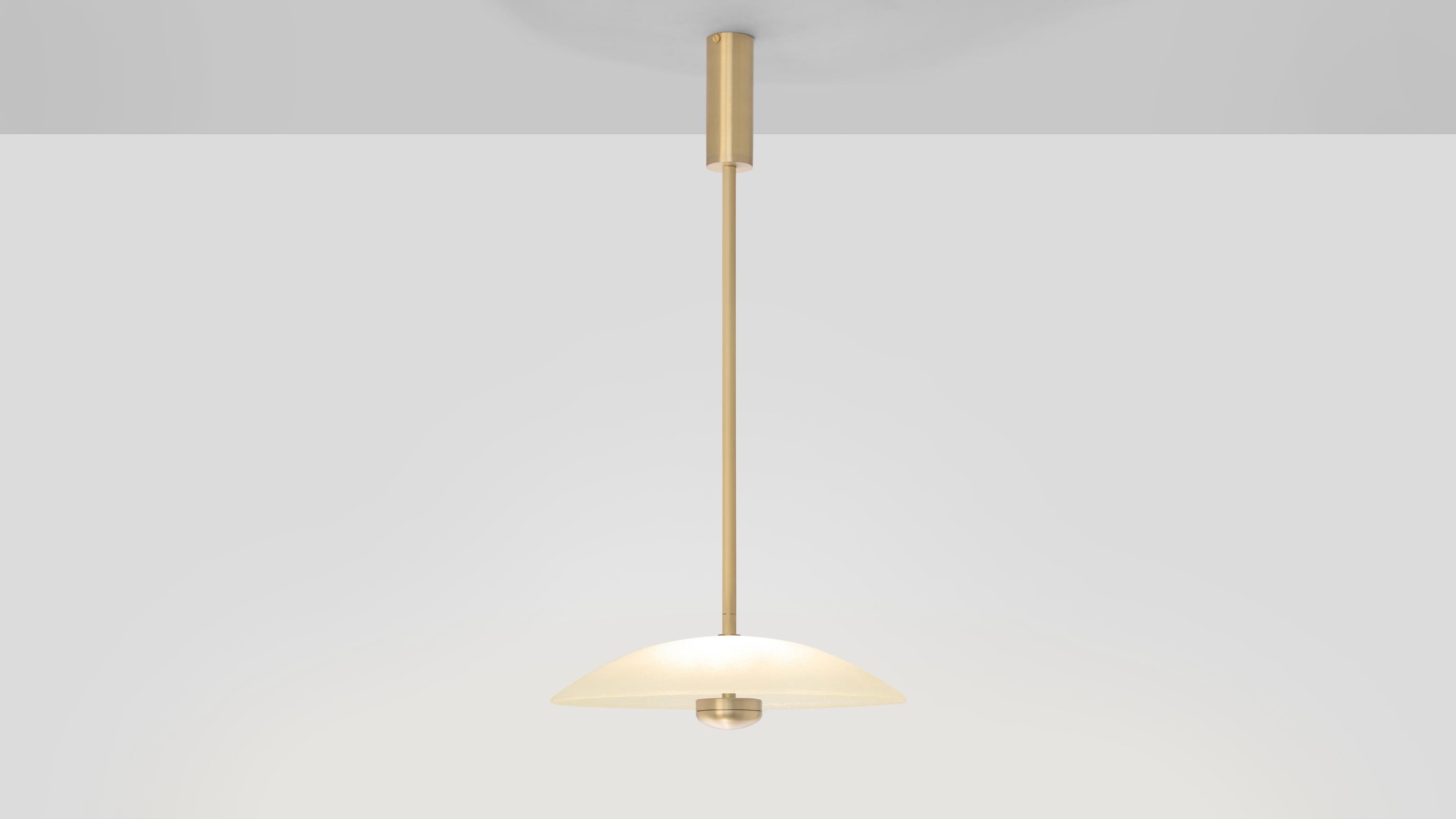 Cielo small pendant by CTO Lighting
Materials: satin brass with hand fritted glass.
Also available in bronze with hand fritted glass.
Dimensions: H 22.5 x D 31.5 cm 

All our lamps can be wired according to each country. If sold to the USA it