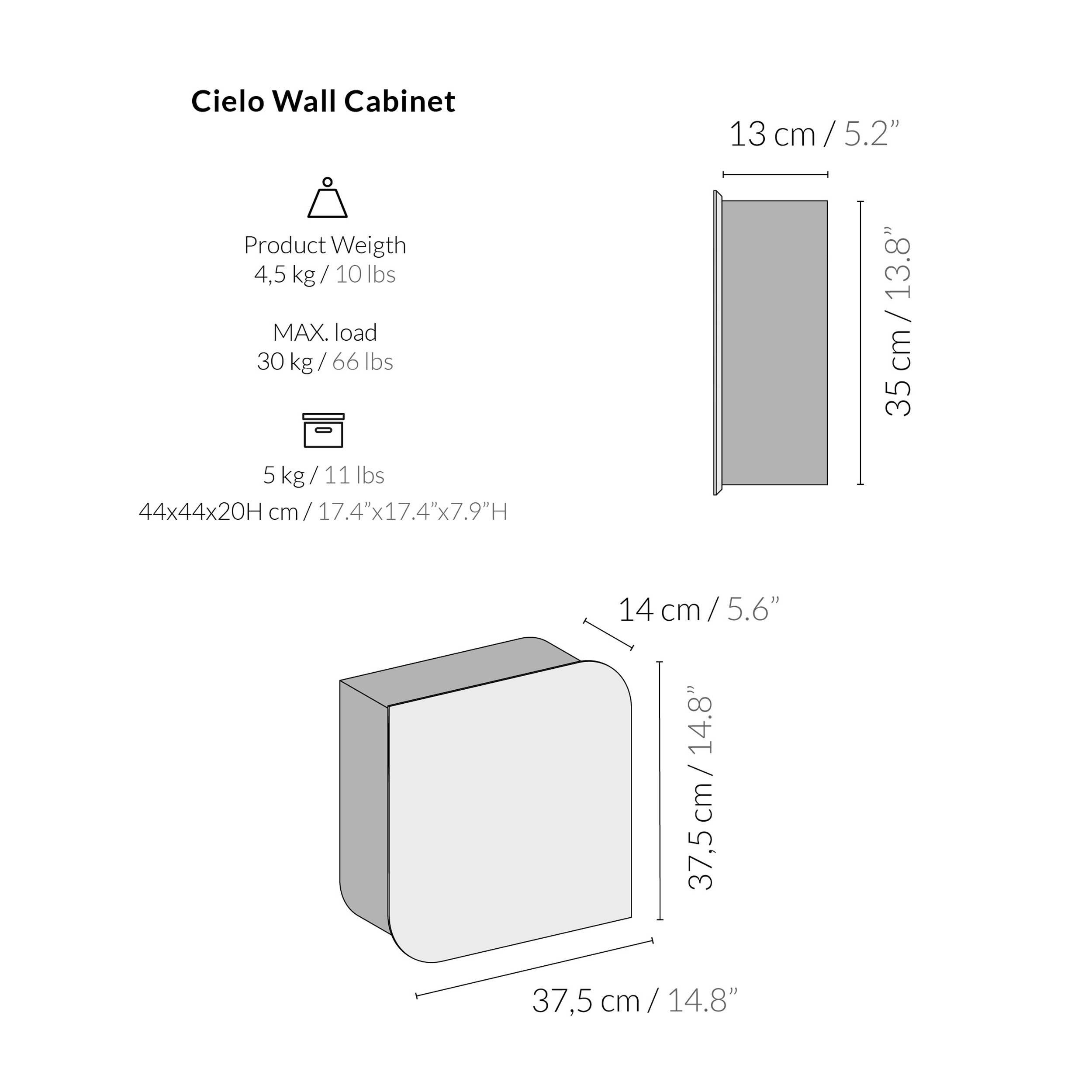 Cielo Wall Cabinet, Oak & Black For Sale 4