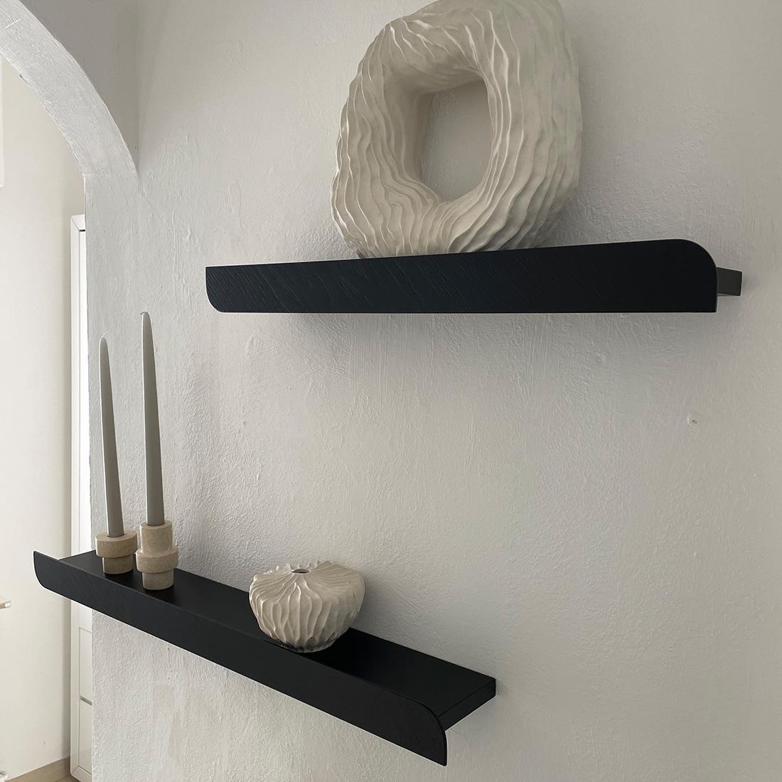 Minimalist Cielo Wall Shelf, Small Black For Sale