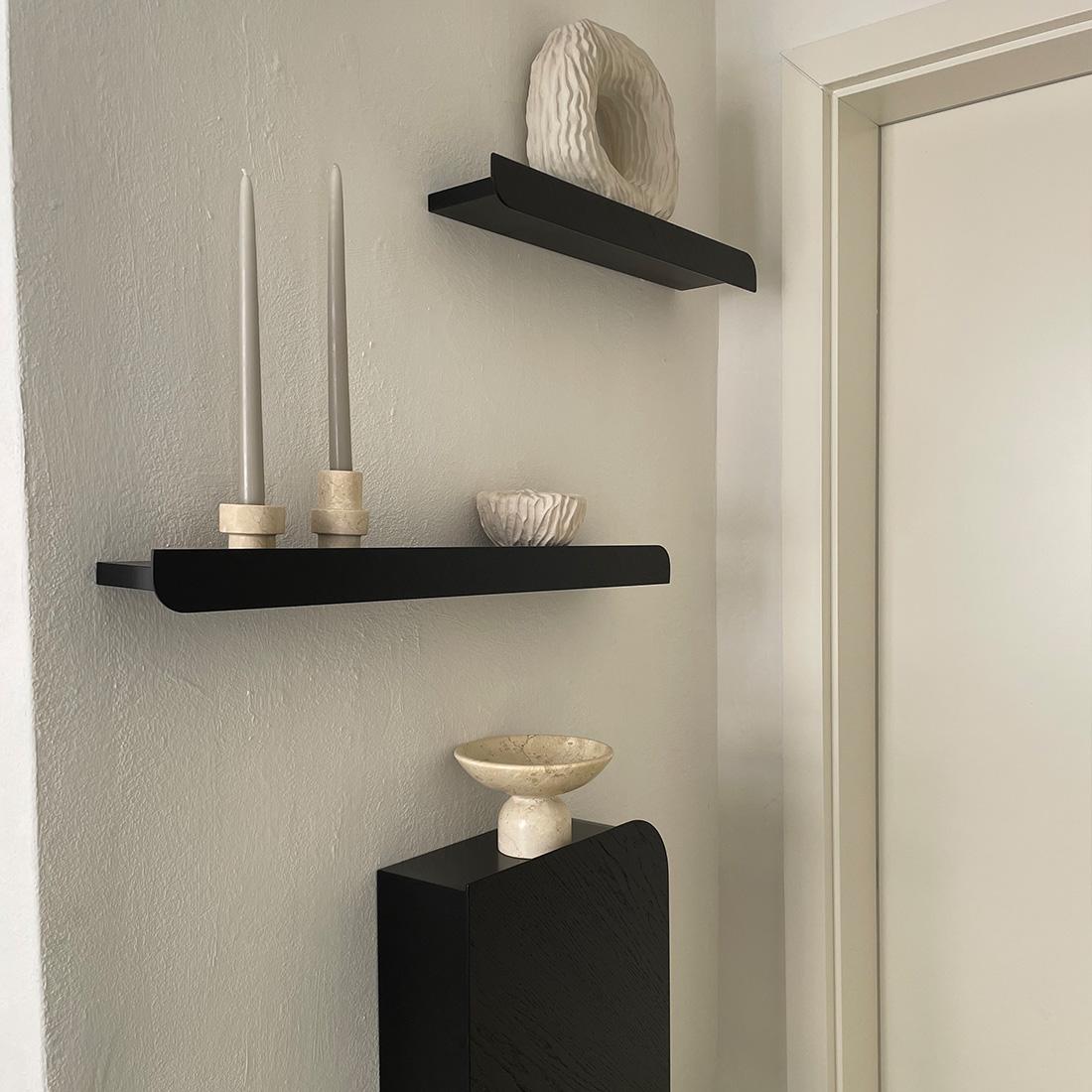 Lacquered Cielo Wall Shelf, Small Black For Sale