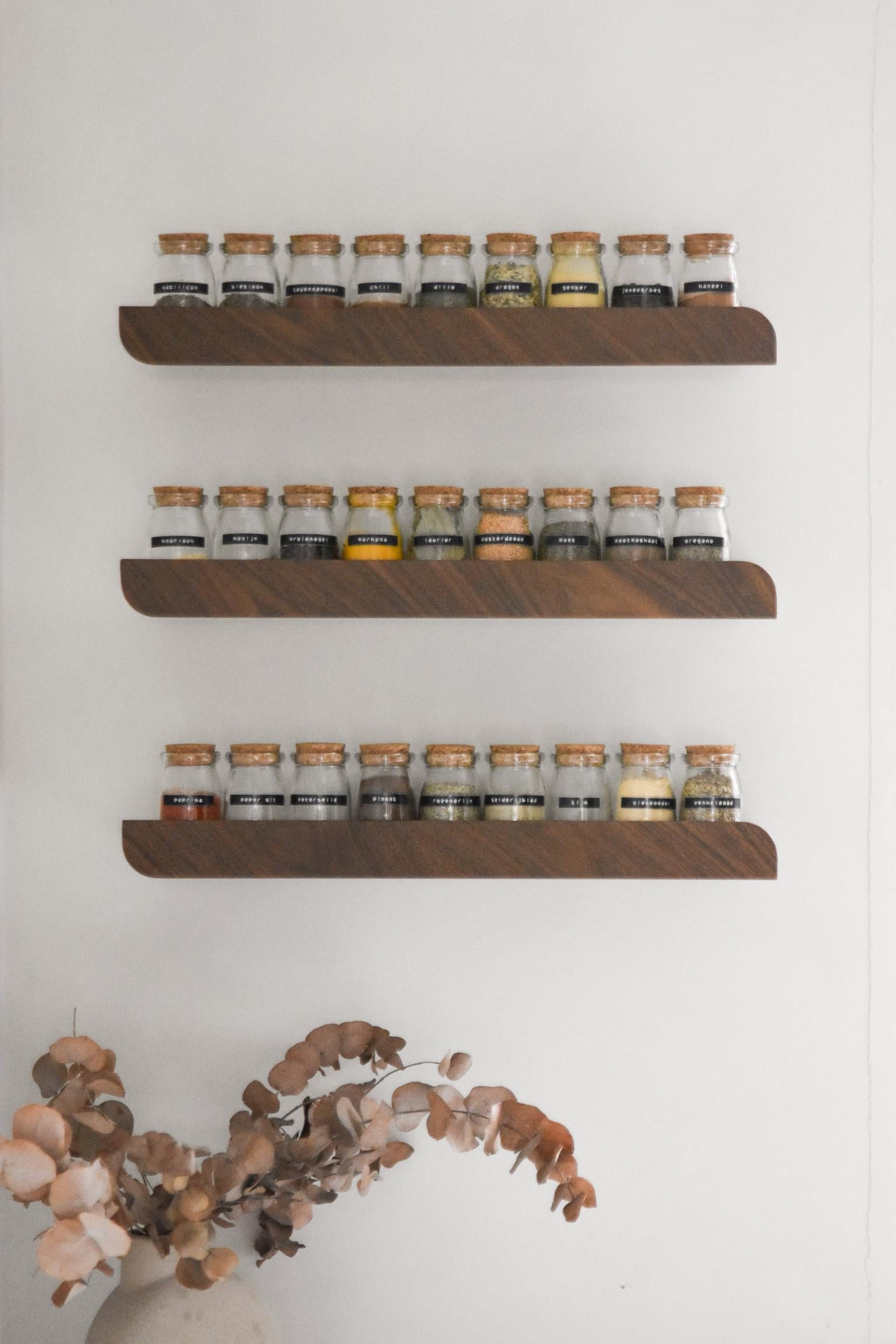 Contemporary Cielo Wall Shelf, Small Walnut For Sale