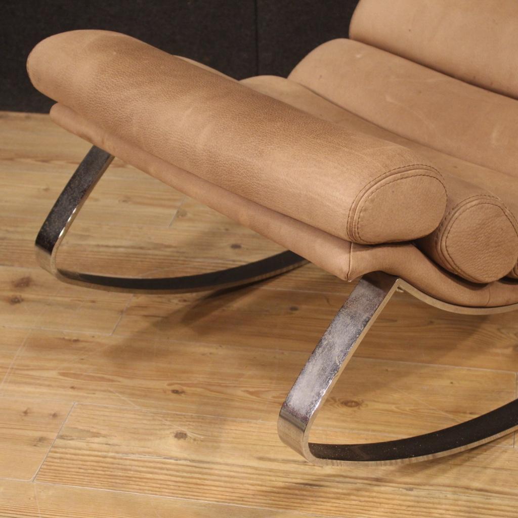 Contemporary Cierre 21st Century Leather and Metal Italian Design Monet Rocking Chair, 2011