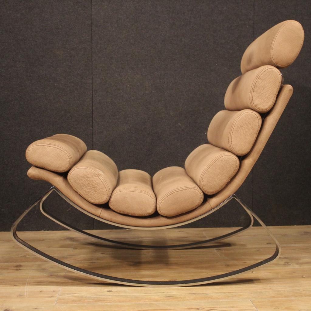 Cierre 21st Century Leather and Metal Italian Design Monet Rocking Chair, 2011 1