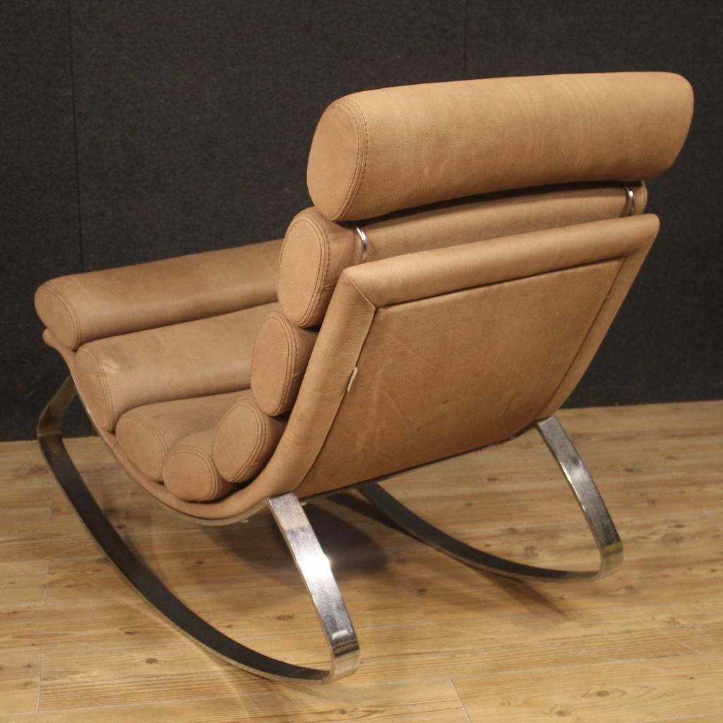 Cierre 21st Century Leather and Metal Italian Design Monet Rocking Chair, 2011 2