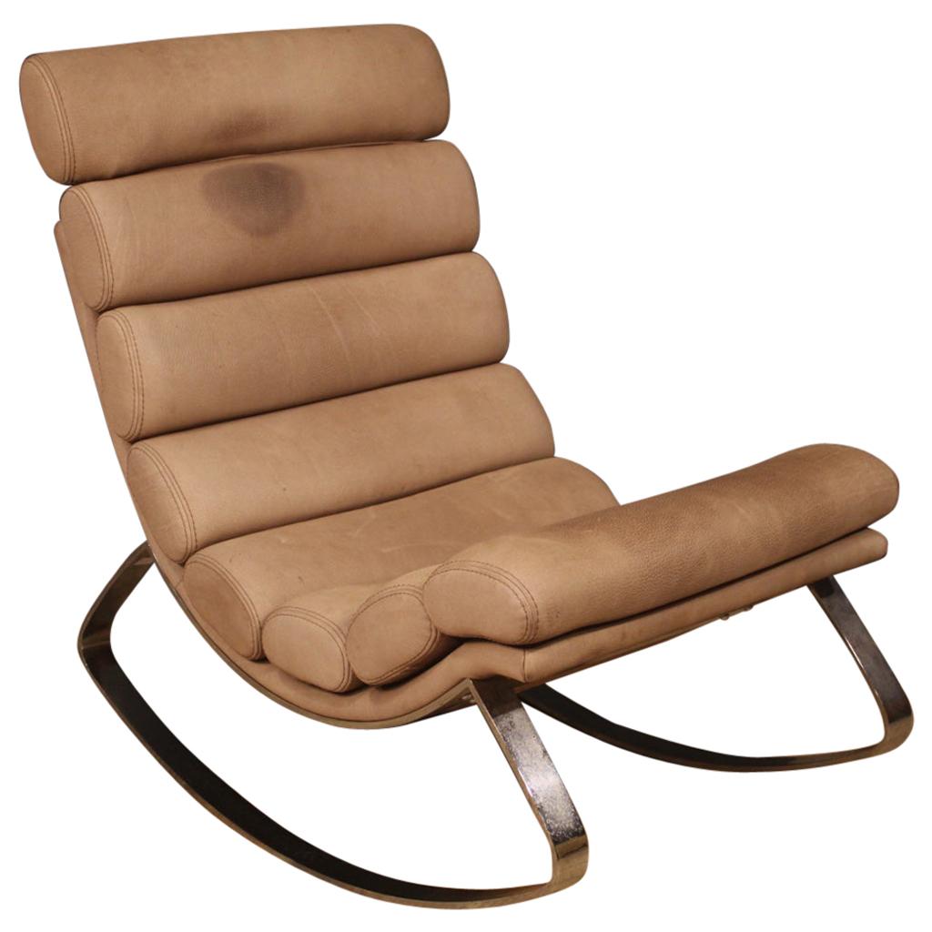 Cierre 21st Century Leather and Metal Italian Design Monet Rocking Chair, 2011