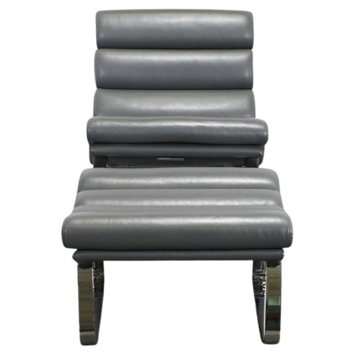 Cierre Monet Leather Rocking Chair & Footstool For Sale