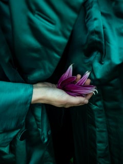 Emerald Coat with Dahlia Petal