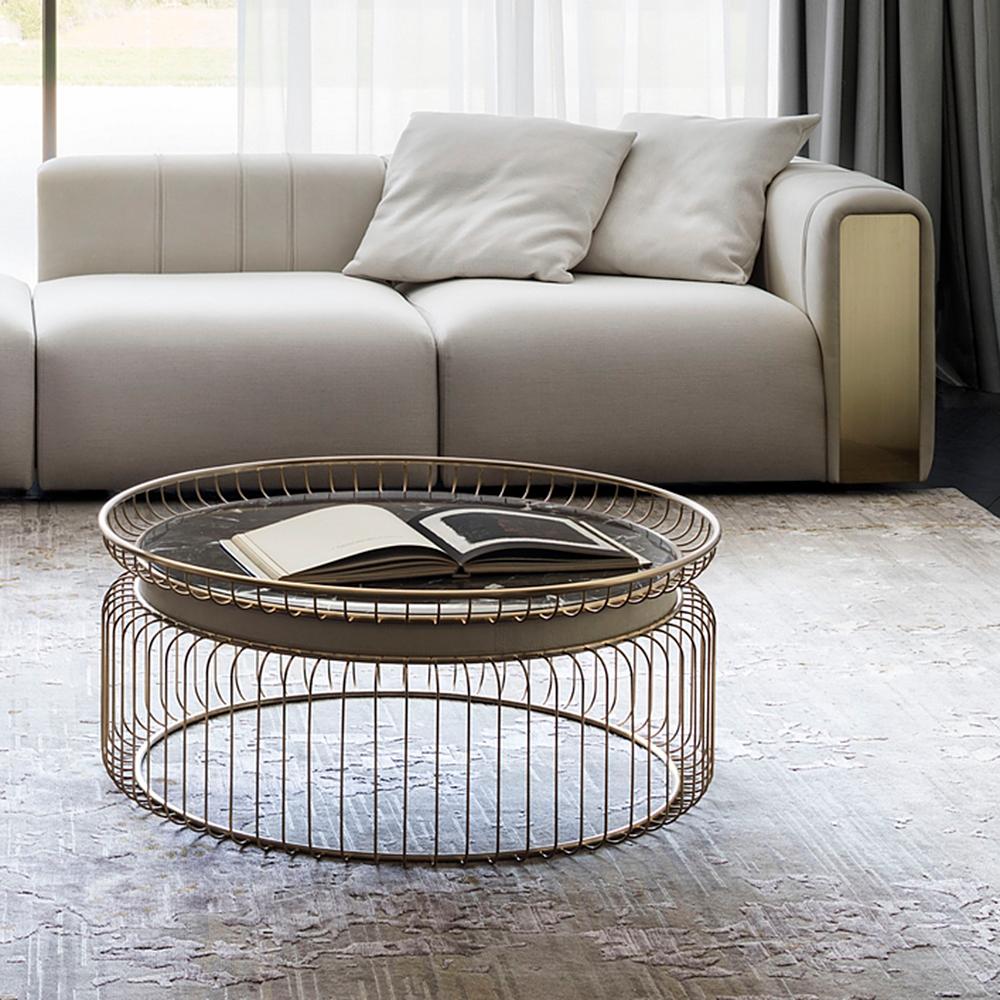 Contemporary Cigala Coffee Table with Black Marble Top For Sale