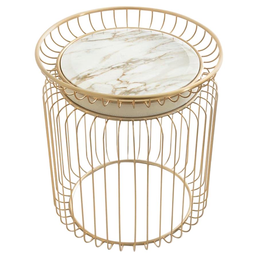Cigala Side Table with White Marble Top For Sale