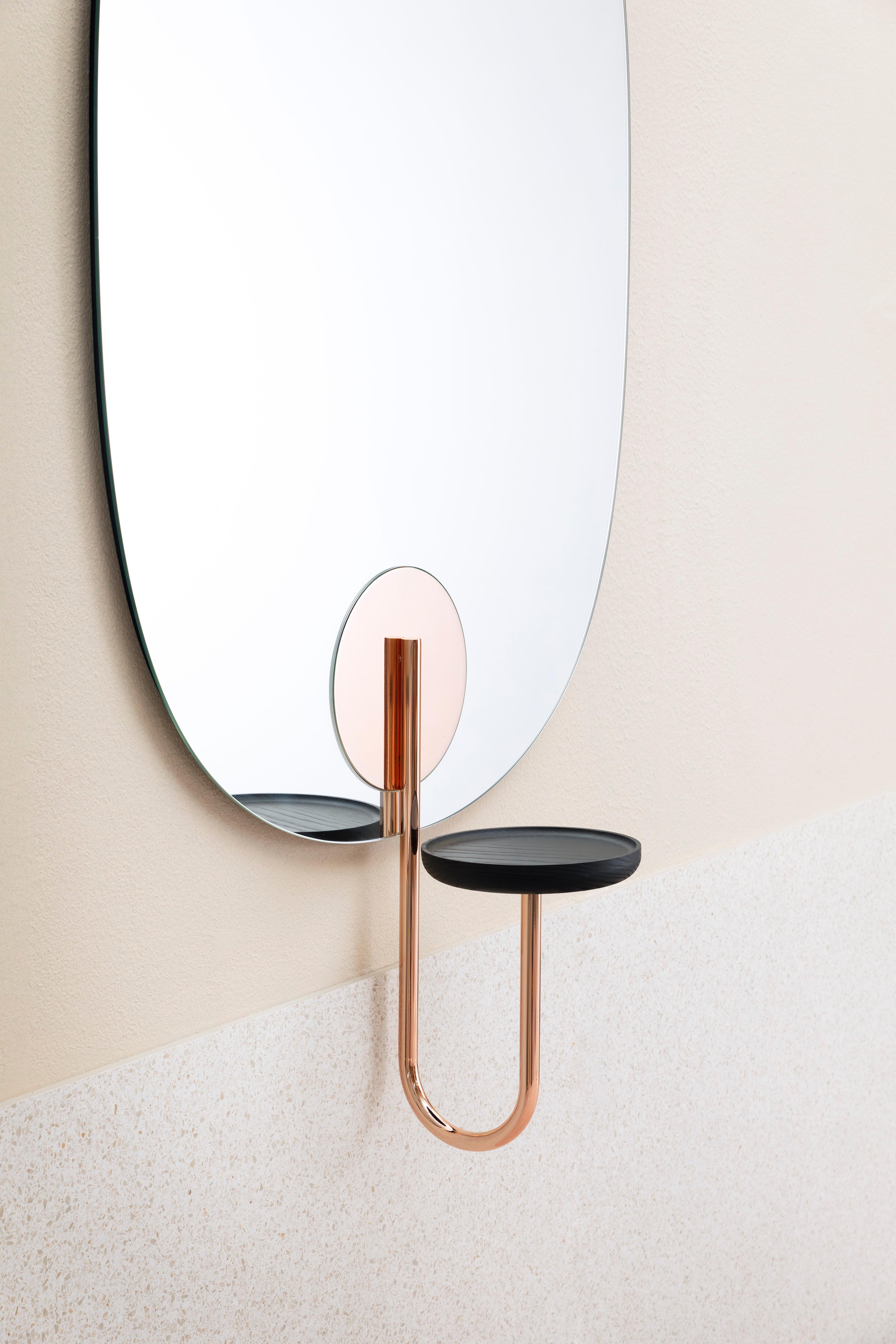 Modern Cigales Wall Flower Pot with Mirror in Copper Coated Metal by Paolo Cappello For Sale
