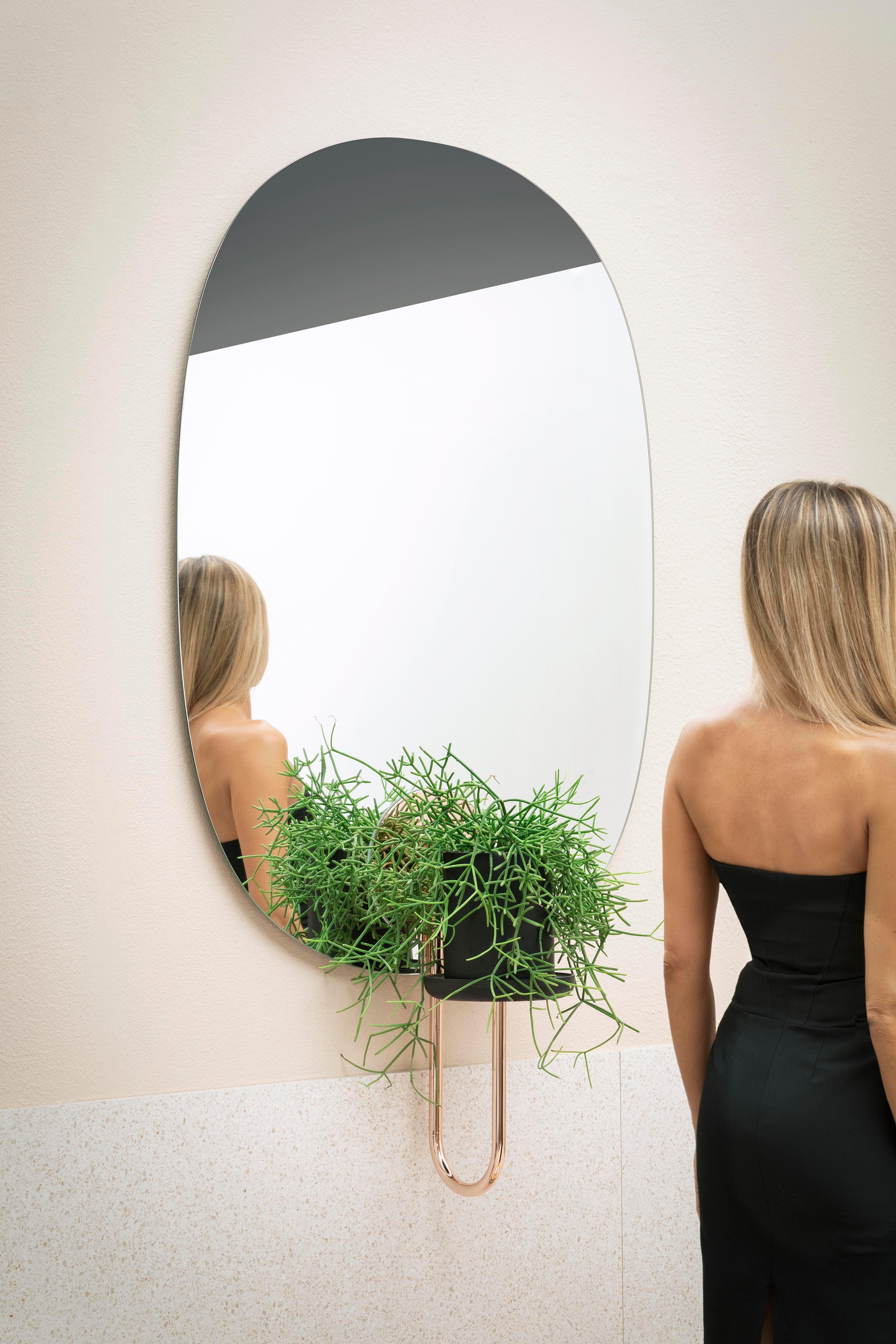 Cigales Wandblumentopf mit Spiegel aus kupferbeschichtetem Metall von Paolo Cappello (Italienisch) im Angebot